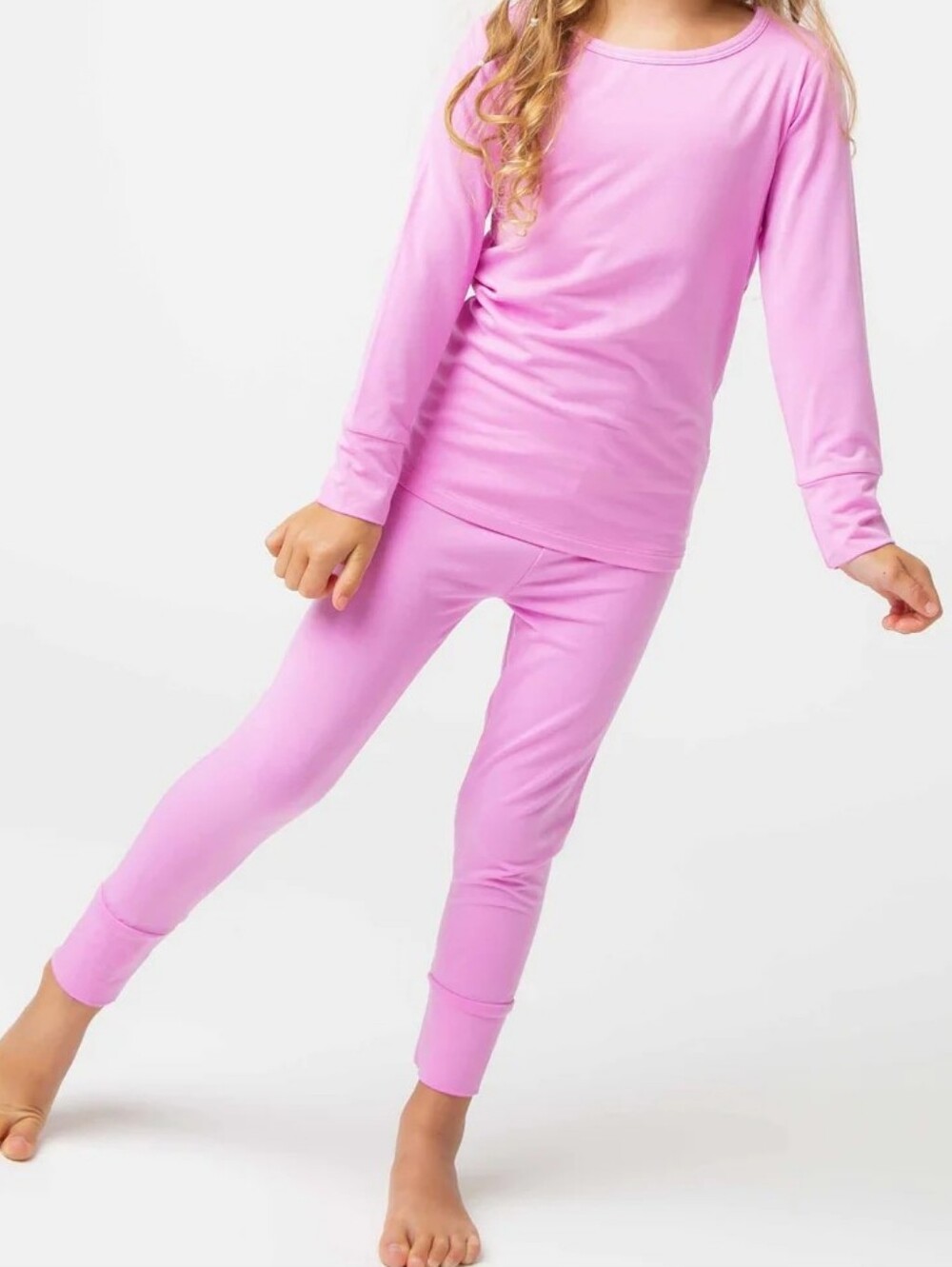 Bums & Roses Kids Bamboo Long Sleeve Pajama Set — Pink